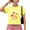 1-Yellow, variant on Giffimy Women's Pink Watercolor Pink Orange Daisy Wildflower Bouquet Graphic Short Sleeve Crop T-Shirt Crewneck XS-XL Top