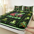 thumbnail image 3 of Homewish Green Frog 4-Piece Full Size Sheets for Boys Girls,Cartoon Animal Bed Sheets,Flower Wildlife Lightweight Sheet Sets,Lightweight Room Decor, 3 of 7
