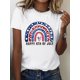 thumbnail image 1 of Women's Patriotic 4th of July Graphic Tee - Soft, Breathable, Lightweight Short Sleeve Athletic Shirt with Rainbow & Star Design - Perfect for Independence Day Celebrations, 1 of 6