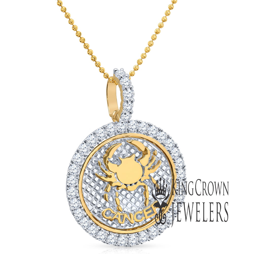 Details about   New Icy Yellow Gold Over Sterling Silver "FRESH" Charm Diamond Simulate Pendant! 