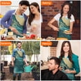 thumbnail image 4 of Teal Gold Marble Pattern Apron-Garden Aprons for Women with Pockets-Cotton Linen Waterproof Kitchen Cooking Gardening Aprons Adjustable for Kitchen,Cooking,BBQ and Salon 33x27 Inch, 4 of 7