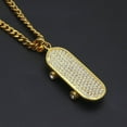 thumbnail image 3 of HIJONES Full Diamond Skateboard Necklace for Women Men Stainless Steel Vintage Hip Hop Scooter Pendant Jewelry Chain Gold, 3 of 5