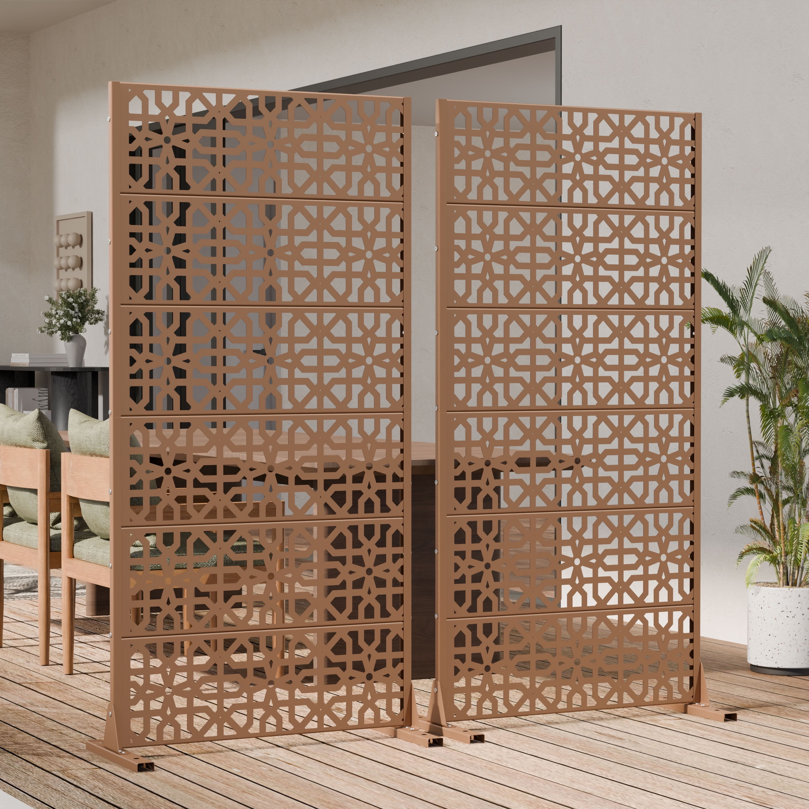 MAYEERTY 72*35in Outdoor Privacy Screen, Heavy Gauge Metal Privacy Fence, Decorative Privacy Panel for Patio, Balcony, Garden