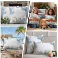 thumbnail image 4 of Coastal Outdoor Pillow Covers 20x20 Set of 2,Waterproof Patio Throw Pillowcase Protectors,Ocean Coral Shell Turquoise Blue Conch Square Decorative Pillow Shams Cushion Covers for Seat Bed Couch Sofa, 4 of 8