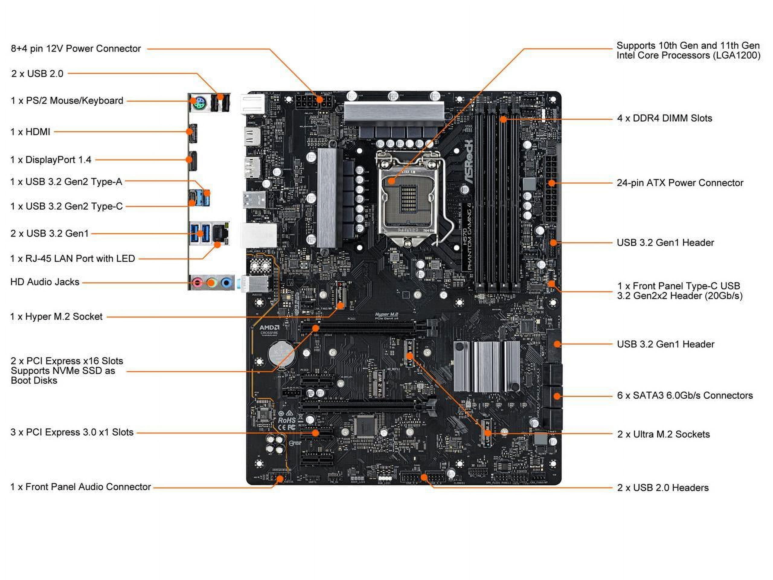 MB ASROCK|H570 PHANTOM GAMING 4 R - Walmart.com