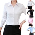 thumbnail image 4 of Women Shirt White Blouses Casual Long Sleeve Ladies Profession Slim Fit Tops, 4 of 7