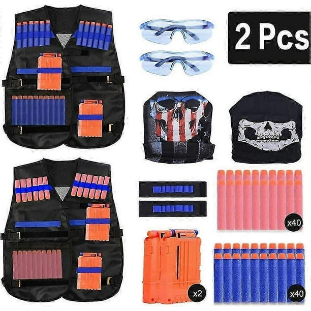 Nerf N-Strike Elite Tactical Vest 2-Pack Nerf Vest For Kids Tactical Vest Nerf Accessories Kit Kids Tactical Vest With 80 Dart For Nerf N-Strike Weapo