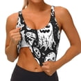 thumbnail image 3 of Fotbe Black White Spooky Ghosts Sujetador Deportivo Largo sin Aros para Mujer con Almohadillas y Soporte Medio, Transpirable y Absorbente, Camiseta Tipo Chaleco o Tank Top-Large, 3 of 8