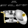 thumbnail image 6 of PRIJESSE 6 Qt Gold Chafing Dishes for Buffet with Stainless Steel Lid, Round Chafing Dish Buffet Set with Food and Water Pans for Catering, Parties, Hotels and Weddings, 8 Pack, 6 of 9