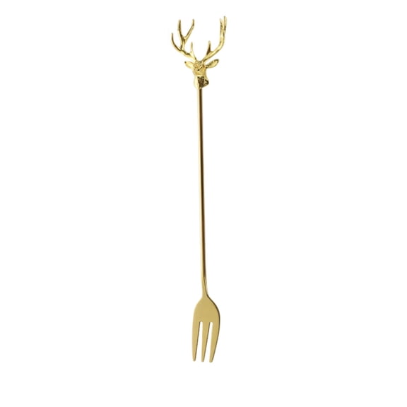 Pxyqht Deer Head Coffee Fork Stainless Steel Elegant Dessert Mixing Pick Ideal for Coffee and Tea Moments Perfect for Home Cafes and Parties