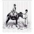 thumbnail image 3 of Ambesonne Donkey Shower Curtain, Water Carrier Vintage Sketch, 69"Wx84"L, Black and White, 3 of 3