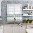 thumbnail image 6 of Half Window Curtains 24 Inches Long, Sage Green Blue Striped Window Treatment Curtain Drapes, Farmhouse Sage Green Stripes Short Curtains Tiers for Kitchen Over Sink, 27.5"x24", 2 Panels, 6 of 7