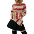 thumbnail image 2 of KOMOO Women Rainbow Cropped Sweater Long Sleeve Loose Stripe Knitted Pullover Tie Dye Crochet Knitwear, 2 of 9