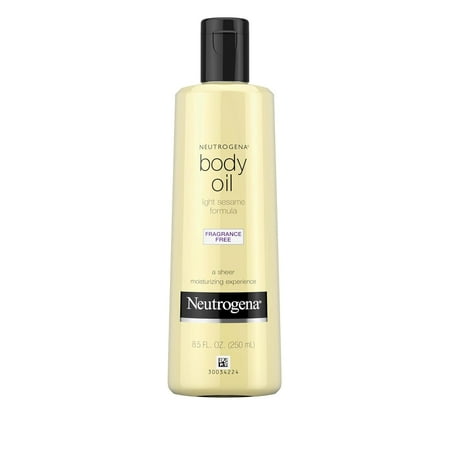 Neutrogena Body Oil Light Sesame Formula, Fragrance Free Dry Skin Moisturizer & Hydrating Body Massage Oil - 8.5 fl oz