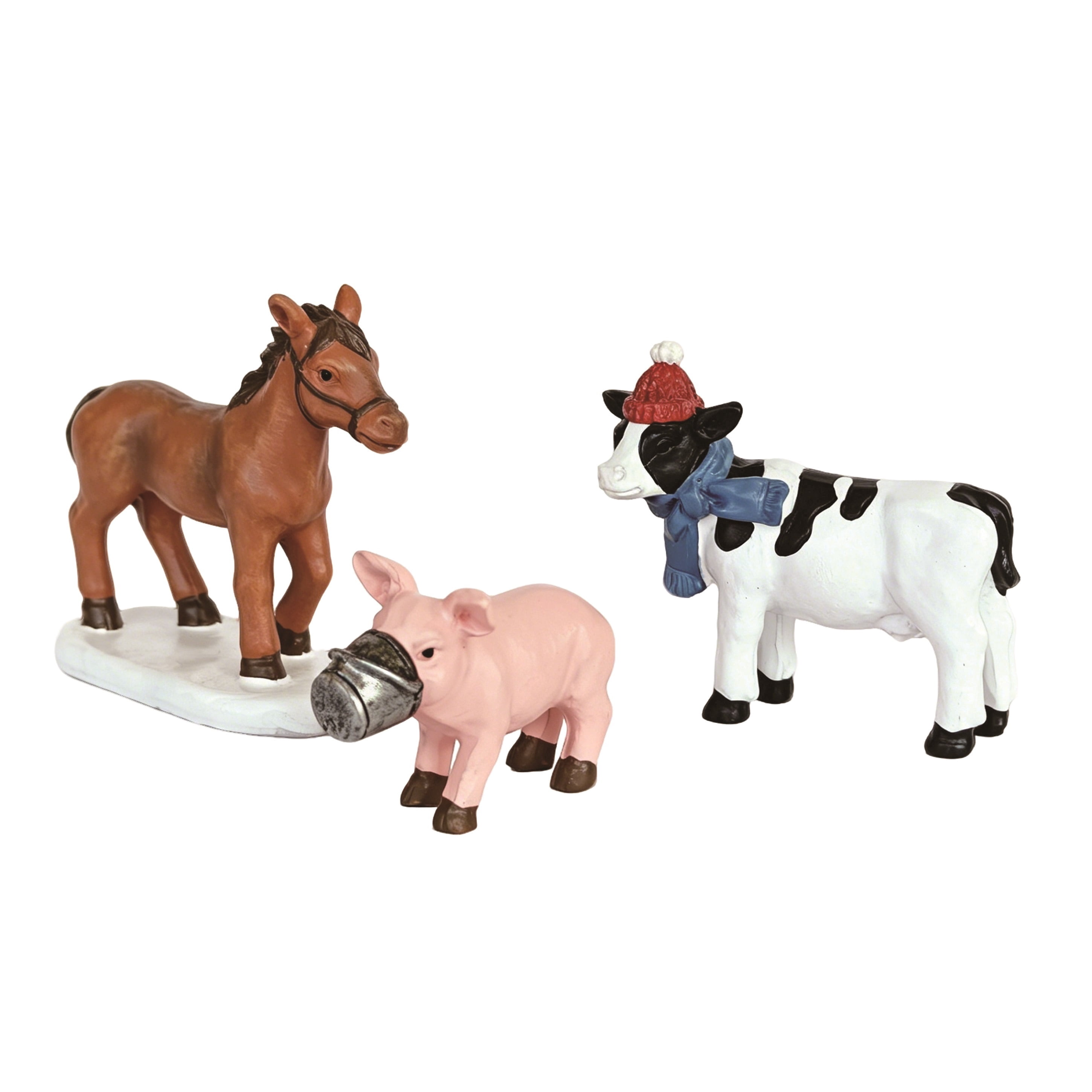 7-Piece Barnyard Animal Christmas Village Decorative Figurines, Multicolor, by Holiday Time