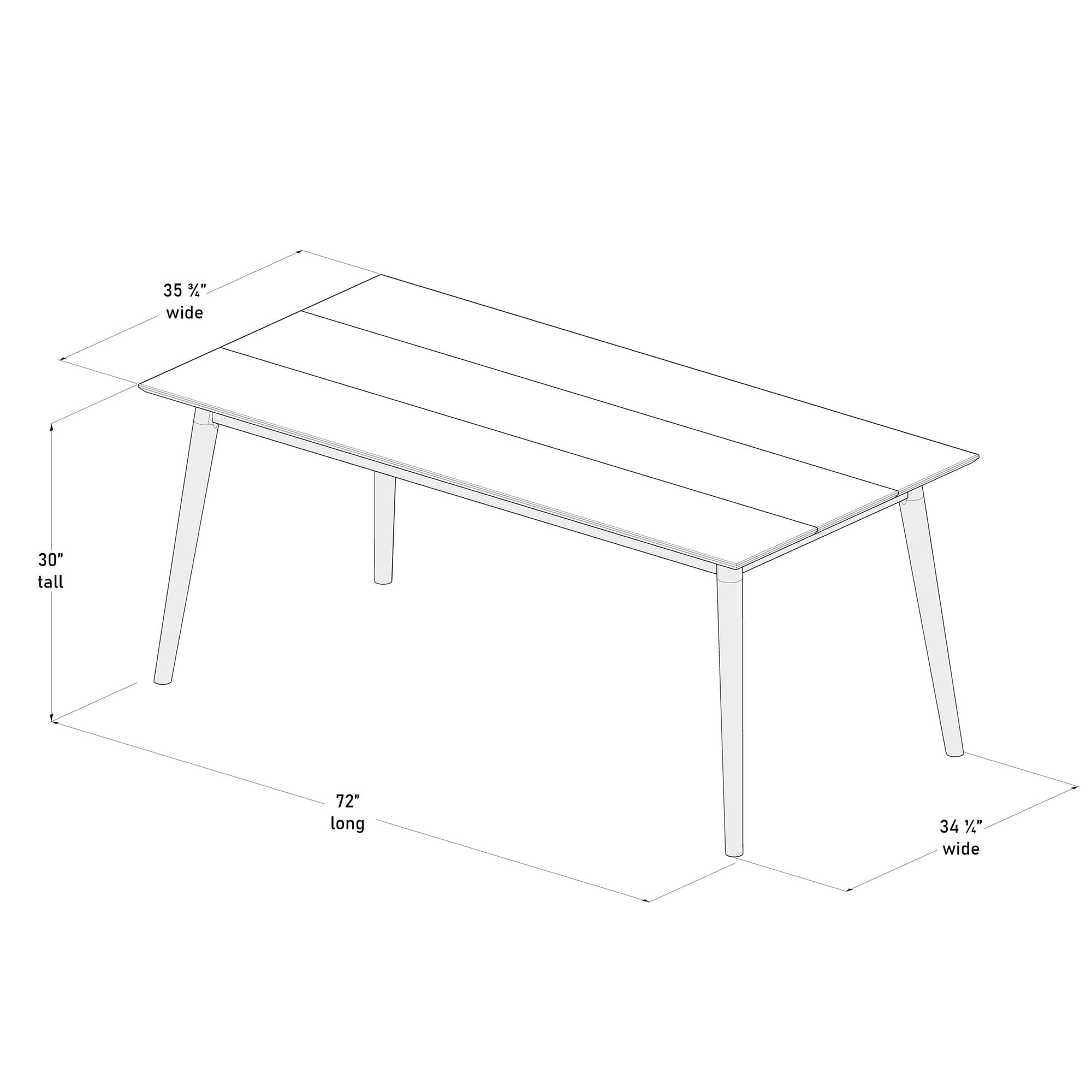 Plank+Beam 72" Mid Century Modern Dining Table, Solid Wood Kitchen & Dining Room Table for 6, Black