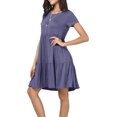 thumbnail image 2 of ANYJOIN Women Short Sleeve Loose Swing Casual Dress Pleated Ruffle Tiered Dresses, 2 of 3