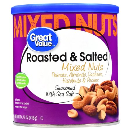 Great Value Roasted & Salted Mixed Nuts, 14.75 oz - Walmart.com