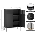 thumbnail image 5 of Elegant Metal Storage Cabinet with Legs, 2 Door Metal Locker Style Accent Storage Cabinet with 2 Adjustable Shelves for Home,Office,Entryway,Black, 5 of 7