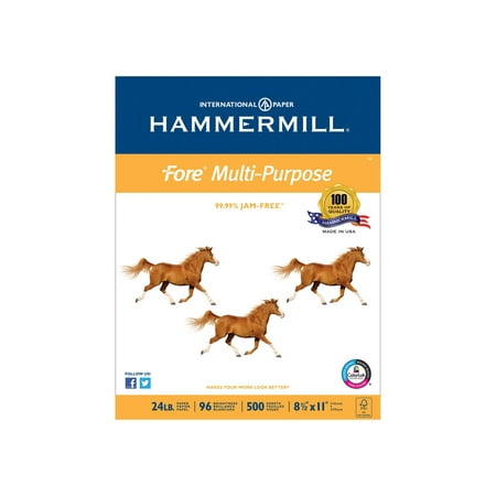 Branded The Hammermill Fore Multipurpose Paper, 24lb, 96 Bright, 8-1/2 x 11