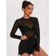 thumbnail image 4 of Camisa transparente de manga larga de malla para mujer, color negro, 4 of 6