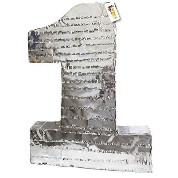 APINATA4U 20'' Tall Number One Piñata Silver Color