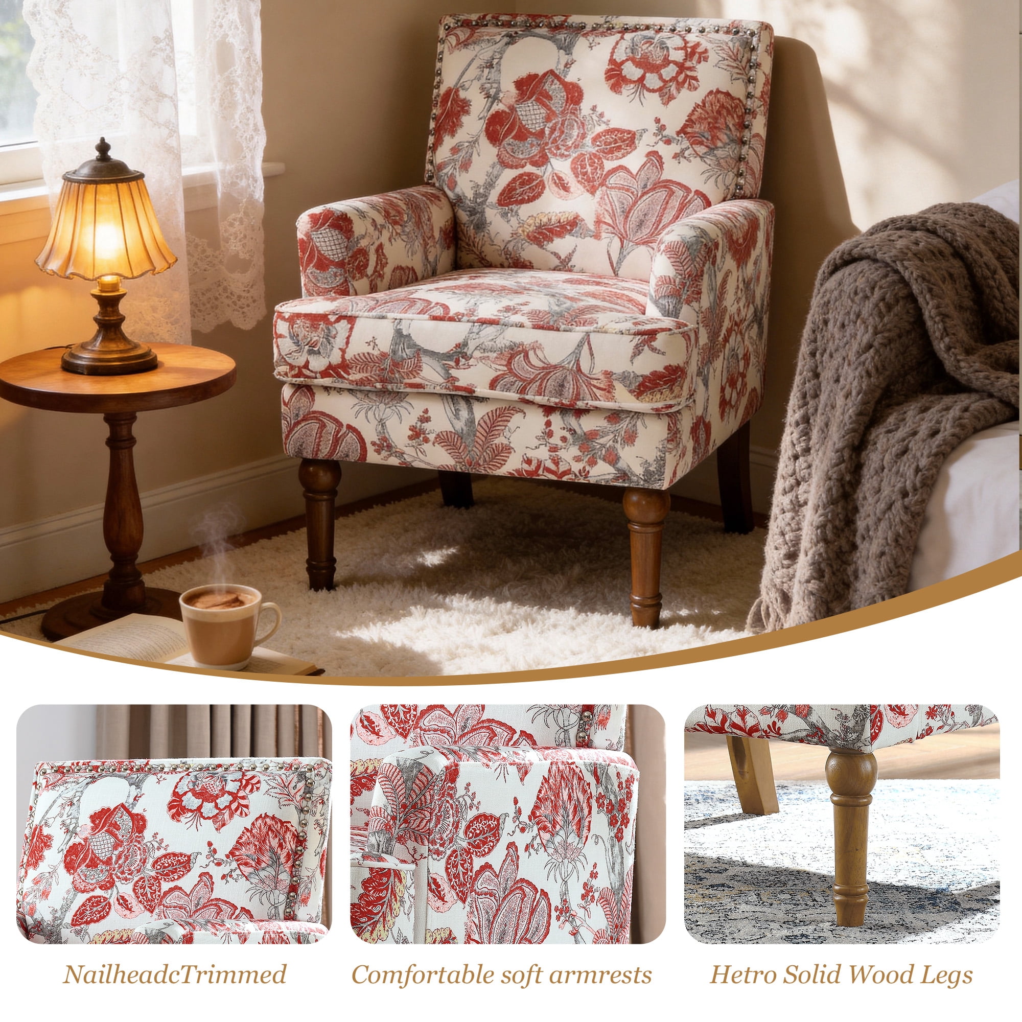 MOONMISS Accent Chair for Living Room,Red