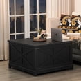 thumbnail image 4 of Joaxswe Coffee Table Set 3, Farmhouse Flip Coffee Table with Storage, Square Coffee Table with Hidden Storage Compartment, Tea End Table for Living Room, Black, 4 of 9