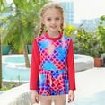 thumbnail image 2 of shoper Girls Bathing Suits Size 7-8 Durability Tie Dye Long Sleeve 1 Piece Romper Swimsuit Zipper Breathable Bathing Suit Girls' Cute Swimwear Red 90, 2 of 6