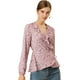 thumbnail image 1 of Blusa Top Peplum Estampado Floral Lazo Auto Cuello En V Con Volantes Cruzados Para Mujer Rosa M, 1 of 6