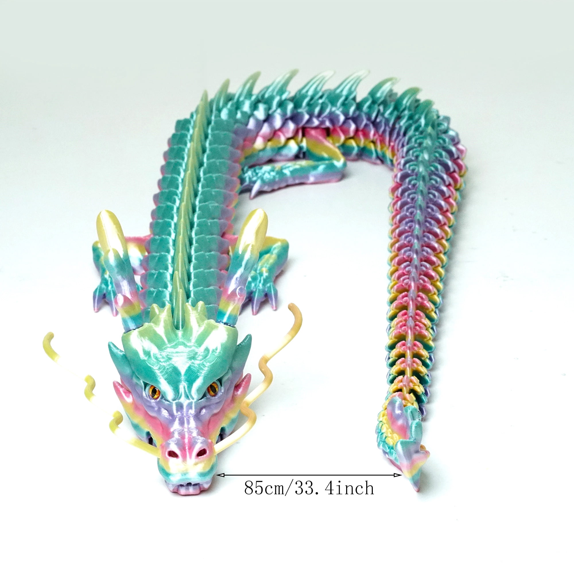 33.5inch 3D Printed dragon,Flexible Joint Animal lacertid Figurines, Home Office Decor,Fidget Toy for Adults Teens Boy Festival Gifts,Easter Basket Stuffers,Executive Desk Toy