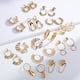 thumbnail image 4 of Pendientes de aro llamativos de oro con tachuelas metálicas minimalistas, joyería de moda para mujer, 2 unidades, 4 of 4