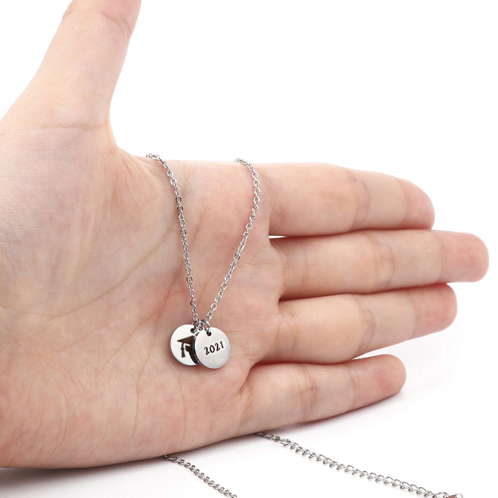 Anavia Graduation Gift for Her - 2021 College Graduation Gifts for Friend - Stainless Steel Engraved Bachelor Cap Necklace - Happy Graduation Gift for Daughter
