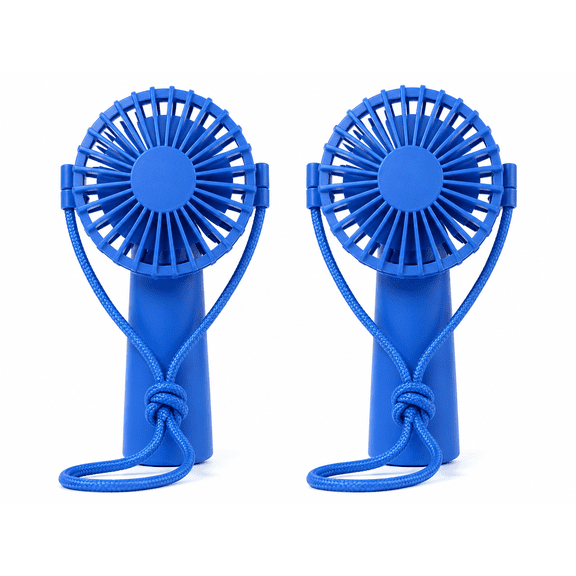 Mini Handheld Fan 2 Pack Portable Personal Fan with Lanyard Neck Wearable Travel Cooling Fan Blue 6.5 x 4 Inch