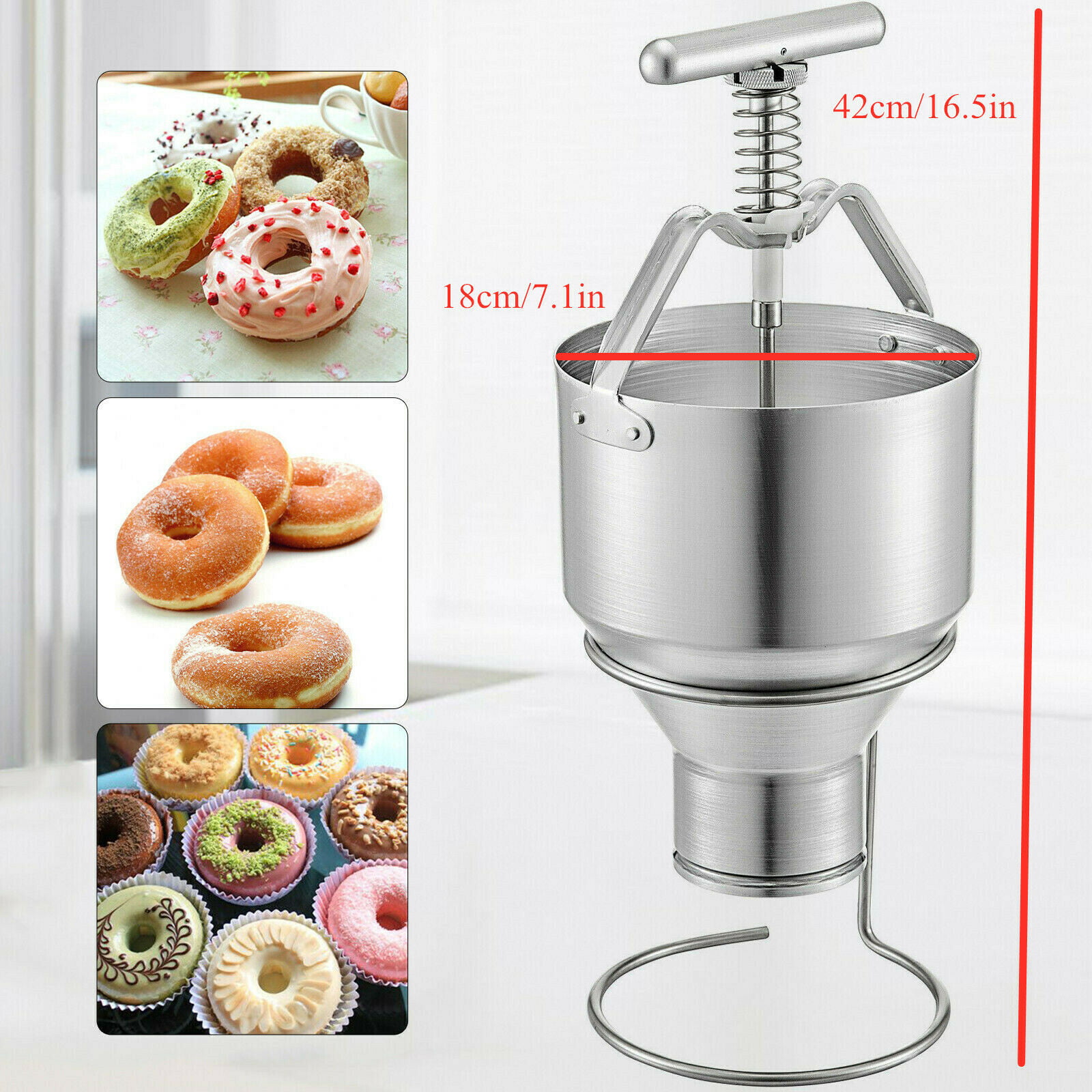 Oukaning Donut Dispenser DIY Manual Donut Depositor Dropper Plunger Dough  Batter Dispenser Hopper 5L 