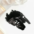 thumbnail image 4 of Unique Bargains 1 Pc Sequined Feathers Party Mask Black Silver Tone Plastic Feather, 4 of 5