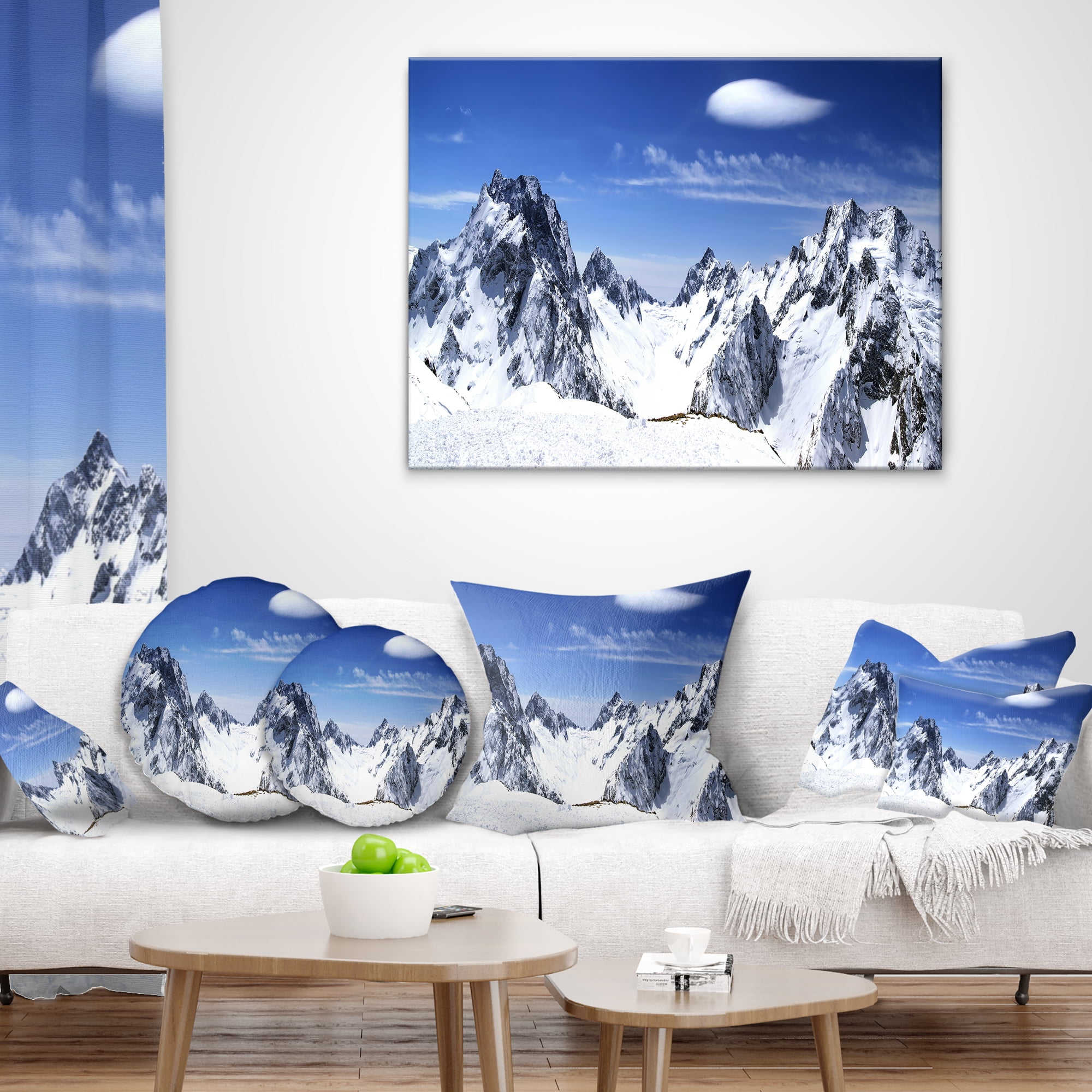 Designart Panorama Caucasus Mountains - Photography Throw Pillow - 16x16