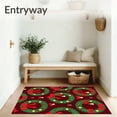 thumbnail image 3 of ODIKA 4'x6' Machine Washable Non-Slip Area Rug, Holiday Wreath with Ribbon Bow Details High Traffic Rug, Red, 606856, 3 of 7
