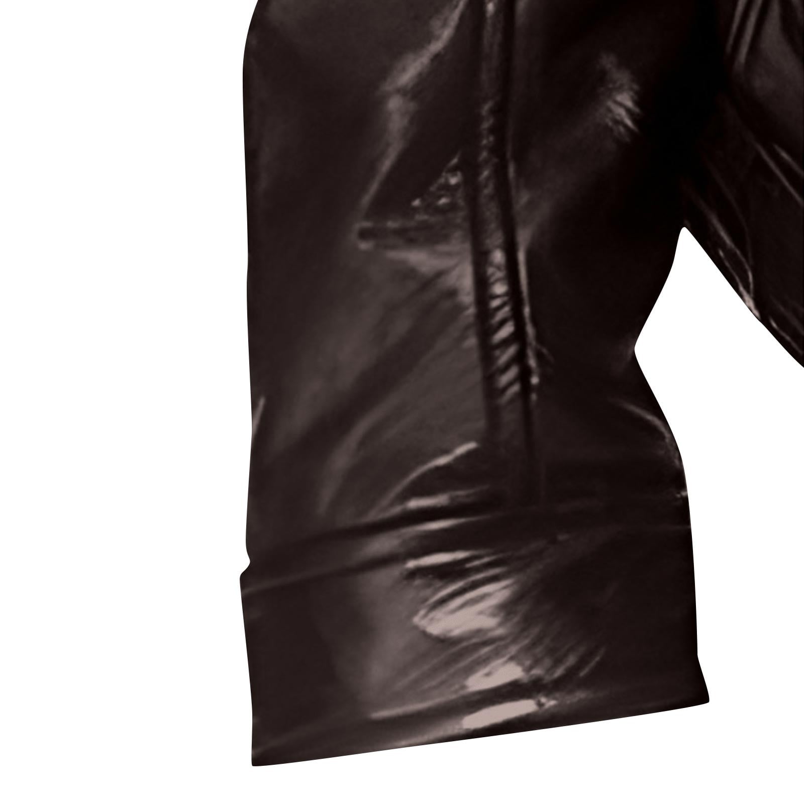 Bazeneo Mens Leather Jacket Winter Fleece Faux Leather Jacket Thick Warm Zip Motorbike Jackets Long Sleeve Western Style Pu Outwear Stand Collar Slim Fit Coat with Pocket Coat for Men