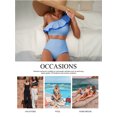 thumbnail image 6 of Eytino 2 Piece Swimsuit for Women One Shoulder High Waisted Bikini Sets Color Block Trim Ruffle Hem Bathing Suits Beach Swimwear Sky Blue XL, 6 of 8