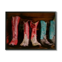 Stupell Industries Cowgirl Boots Photography Beauty & Fashion Photography Black Framed Art Print Wall Art, 20 x 16