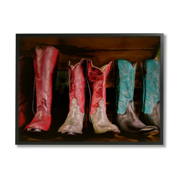 Stupell Industries Cowgirl Boots Photography Beauty & Fashion Photography Black Framed Art Print Wall Art, 20 x 16