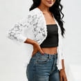 thumbnail image 7 of Lmueinov Women Lace Open Front Cardigan Sweaters 3/4 Sleeve V-Neck Scalloped Hem Summer Casual Loose Fit Top Solid Color lightweight Stretchy Beach Cover Up, 7 of 7
