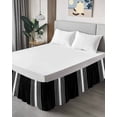 thumbnail image 4 of Black White Stripe Wrap Around Bed Skirts for King Bed 16" Drop, Bed Skirt with Adjustable Elastic Belt Dust Ruffle Bed Valance for Bedroom Hotel Luxury Modern Rustic Vertical Striped Bed Frame Cover, 4 of 7
