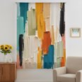 thumbnail image 3 of Orange Green Blue Sheer Curtains 72 Inches Long, Abstract Retro Oil Painting Minimalist Light Filering Curtains, Breathable Simi Curtain Privacy Drapes for Living Room Bedroom Window Treatment, 3 of 9