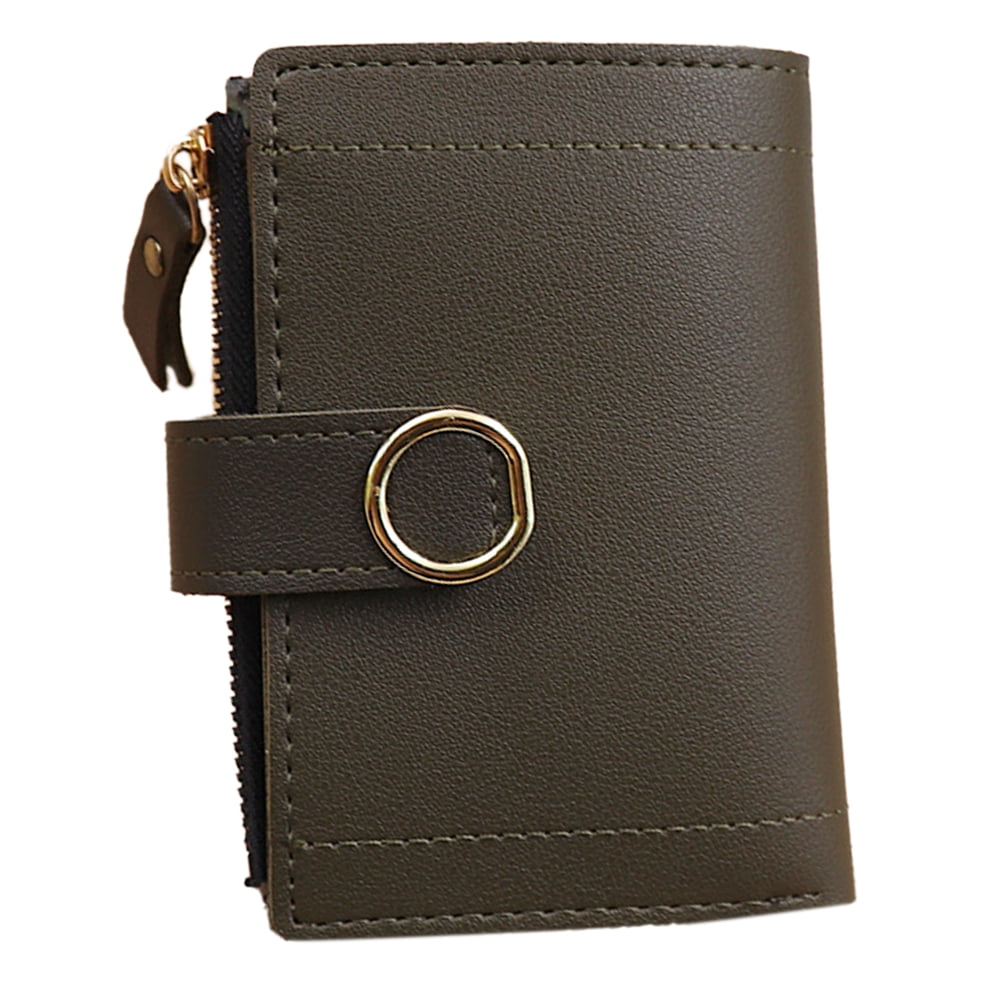 Small Women Wallet Genuine Leather RFID Blocking Bifold Zipper Pocket