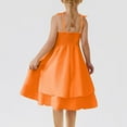 thumbnail image 5 of FAOWME Baby Summer Girls Dresses With Bow Knot Solid Color Sweet Sleeveless Smocked Ruched A Line Swing Dress,Orange,11-12 Years, 5 of 5