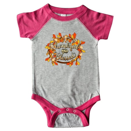 

Inktastic Thankful and Blessed Inspirational Autumn Wreath Gift Baby Boy or Baby Girl Bodysuit