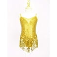 thumbnail image 3 of TSSOE Kids Girls Sequins Ballroom Costumes Rumba Samba Salsa Jazz Dance Dresses Tassel Fringed Bodysuit Dancewear Gold 8, 3 of 7