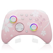 Pink Wireless Controller for Switch/Switch 2, PC, iOS & Android – Hall Effect Joysticks, Programmable Back Buttons, RGB Lighting, Turbo & Vibration, Bluetooth Gamepad